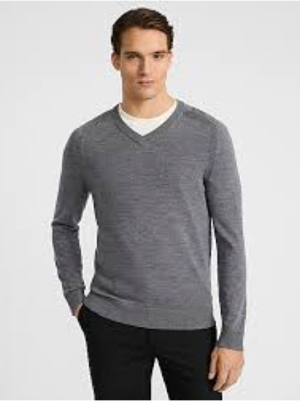 Boss Men's Heather Gray V-Neck Sweater 914
